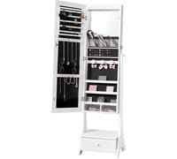 Miroir armoire à bijoux - Miroir sur pied avec espace de rangement - Miroir corps entier blanc - Rangement élégant pour bijoux et accessoires