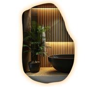 Miroir asymetrique LED 70 x 45,5 cm lumiere chaude miroir organique mural design moderne salle de bain Decortapis