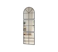 Miroir atelier - miroir triptyque métal 60x180 cm - miroir mural style verrière ensemble de 3 pièces - noir