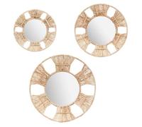 Miroir - ATMOSPHERA - Lot de 3 Miroirs Ronds en Métal et Jute - D 20, D 25, D 31 cm - Naturel - Contemporain