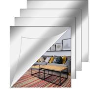 Miroir autocollant - 30 x 30 cm - Lot de 4 - Miroir de porte - Miroirs adhésifs - Miroir mural -