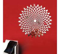 Miroir autocollant mural 3D en acrylique, miroir amovible, autocollant mural en trois dimensions, décoration de salon, bureau, style simple (argenté)