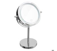 Miroir Pivotant Rond sur Pied Led 29cm Argent