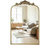 Miroir Baroque Antique Doré - Miroir Murale Vintage avec Forme Arche Doré pour Hall, Salon & Salle de Bain, 40x61cm