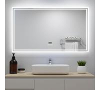 Miroir Bluetooth 80x60 cm, Tricolore + Horloge + Auto-extinction après 1h + Dimmable + Anti-fogAuto-extinction après 1h