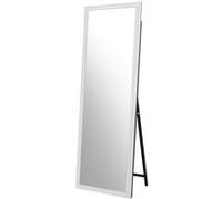 Miroir carré, miroir pleine longueur en bois massif, LINFE, blanc, 160 × 50 × 4,5 cm, sur pied ou mural, polyvalent pour de multiples configurations