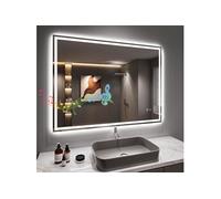 Miroir Chantant Salle de Bain avec éclairage 70x50cm, Miroir LED Anti-buée avec Bluetooth, Prise pour Rasoir, Miroir Salle de Bain Dimmable et 3