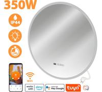 Miroir chauffant infrarouge LM350-Pro rond Ø70cm 350W avec lumière, Tuya Smart App, anti-buée, idéal pour les salles de bains