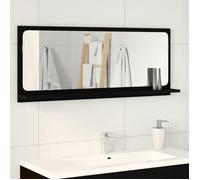 vidaXL Étagère Miroir Chêne Noir 90 x 10,5 x 37 cm Bois d'ingénierie, Meuble Miroir Moderne, Rangement Mur Rectangulaire, Organisateur Économiseur d'Espace pour Salle de Bain, Durable