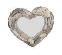 Miroir coeur en bois flotté 45x35cm. Décoration murale Bois Brut