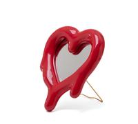 Seletti Miroir Melted Heart Coeur fondu rouge Cadre métal or