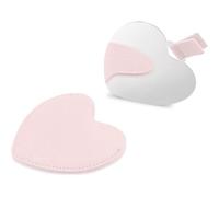 Miroir Compact En Acier Inoxydable, Miroir De Poche Incassable En Forme De Coeur Avec Pochette En Cuir Pu, Mini Miroir De Portable Pour Trousse De Maquillage De Voyage, Pour Femmes Et Filles (Rose)
