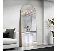 Miroir complet arc, miroir sur pied incurvé avec cadre en aluminium doré, miroir vestiaire, miroir de sol, adapté pour la chambre à coucher, le salon, la garde-robe (doré, 162 x 53 cm)