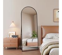 Miroir Complet arqué 162x53 cm, Minimaliste sur Pied, Grand Miroir de Sol Pleine Longueur, Bombé et Suspendu, Elliptique, pour Chambre Salon Entrée, Noir (Noir, 162x53 cm)