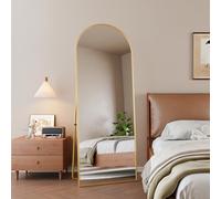 Miroir Complet arqué 162x53 cm, Miroirs sur Pied Minimaliste, Grand Miroirs de Sol Pleine Longueur, Miroir sur Pied bombé, Suspendu, Elliptique, pour Chambre Salon Entree, Doré (Doré, 162x53 cm)