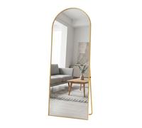 Miroir Complet arqué 165x60cm, Miroirs sur Pied, Grand Miroirs sur Pied bombé, Suspendu, Elliptique, pour Chambre Salon Entree, Doré