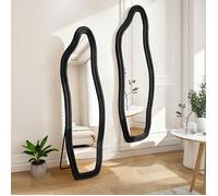 Miroir complet - Grand miroir sur pied Irrégulier - 160 x 50 cm - Miroir mural - Miroir de sol pour salon, dressing - velours noir