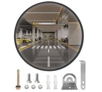 Miroir convexe de 45 cm pour les sorties, grand angle, miroir de trafic, miroir d'observation, de sécurité, de parabole pour allées, entrepôts, garages, noirs, intérieurs