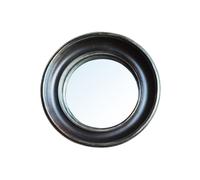 Miroir convexe en bois noir, bordure dorée, rond, oeil de sorcière, à fixer - Chehoma, Charpey - Ø27 cm H1 cm