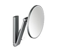 Miroir cosmétique Keuco iLook_move 17612139002, grossissement x5, Ø 212 mm, éclairé, avec panneau de commande en verre, finition chrome noir brossé