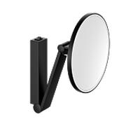 Miroir cosmétique Keuco iLook_move 17612379004, grossissement x5, Ø 212 mm, éclairé, bras pivotant et interrupteur à bascule, noir mat