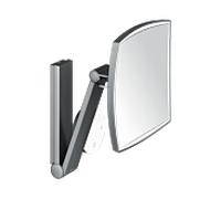 Miroir cosmétique Keuco iLook_move 17613139002, grossissement x5, 200 x 200 mm, éclairé, avec panneau de commande en verre, finition chrome noir brossé