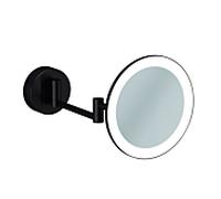 Miroir cosmétique LED Kludi VELA R 58995N2W, grossissement x3, fixation murale, finition canon de fusil brossé