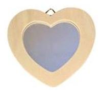 Miroir cœur bois Naturel 10x12cm à accrocher personnalisable BOIS NATUREL G