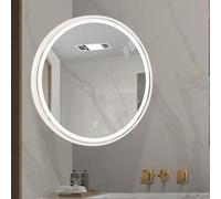 Miroir d'angle LED à intensité variable - Miroir mural rond pivotant avec 3 couleurs de lumière et bras extensible pour salle de bain (blanc 50 x 50 cm)