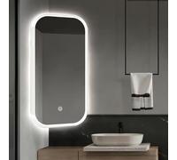 Miroir d'angle LED pivotant à 360 ° Recular HD Miroir de maquillage avec télécommandes en métal et rotatif 3 couleurs à intensité variable Parfait pour salle de bain et décoration d'intérieur Taille