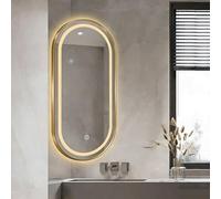 Miroir d'angle mural rotatif ovale extensible avec lumière LED 3 couleurs réglables et bouton tactile (40 x 70 cm)