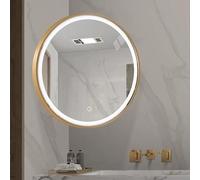 Miroir d'angle rond pivotant à LED à intensité variable avec cadre en métal 3 couleurs de lumière bras extensible 60 x 60 cm / 23.6x23.6in pour une réflexion parfaite
