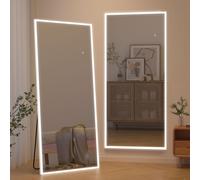 Miroir de 60 cm de long, avec éclairage LED intégré - Ensemble de 165 pièces - Miroir autoportant pour le sol - Miroir à fixer au mur