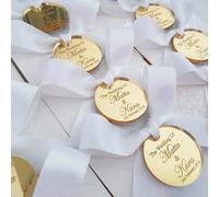 Miroir de baptême personnalisé avec nom de fête prénatale, étiquette en acrylique, cercle rond, décoration de Table de mariage, cadeaux personnalisés, 30/50/100 pièces 50pcs Clear