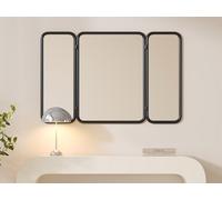 Miroir de barbier vintage en métal - L. 100 x H. 65 cm - Noir - NOAVA