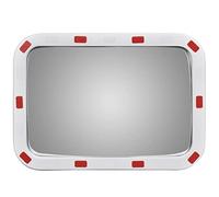 Miroir de circulation convexe carré 40 × 60 cm avec réflecteurs, plastique PC incassable, dispositif de montage, pour routes, croisages, chantiers, parking, sécurité routière