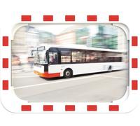 Miroir de circulation H400xL600mm plastique,rouge/blanc 15m