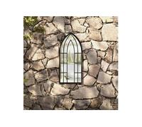 vidaXL Miroir de jardin mural décoratif suspendu en fer 70x30 cm Noir pour utilisation extérieure