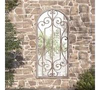 vidaXL Miroir de Jardin Miroir de Patio Mural Décoration de Jardin Suspendu Ajout de Lumière Sable 100x45cm Fer pour Utilisation Extérieure