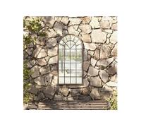 vidaXL Miroir de jardin mural suspendu en fer 90 x 45 cm Sable