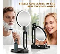 Miroir de maquillage 1X/10X avec lumière, miroir de maquillage double face de 6 pouces, miroir LED de bureau, 3 températures de couleur réglables, recharge USB, rotation et pliage à 360°, facile à tra