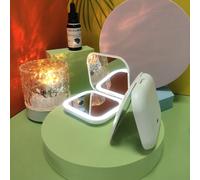 Miroir de maquillage à LED carré, nouveau, à double face, avec rabat, rond, de poche, pliable et éclairé. Compact et portable, grossissement 3X, style princesse, petit miroir, loupe haute définition 3