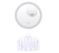 Miroir De Maquillage Avec Lumières Et Stockage, Grossissement 10x, Cosmétique, Miroir De Vanité Avec 26 Écrans Tactiles Lumineux Led, Nouveau, Livraison Directe