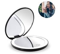 Miroir de maquillage compact et lumineux , rechargeable , grossissant avec 12 lumières LED , idéal pour le voyage et le sac à .