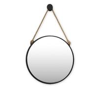 Miroir de Maquillage de Salle de Bain Rond léger, Miroir Mural avec Corde de Chanvre pour Chambre à Coucher de Chambre à Coucher Black,50cm