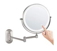 Miroir de Maquillage éclairé par LED Grossissement 10X double face 8 Pouces Pivotant à 360° Fixation Murale