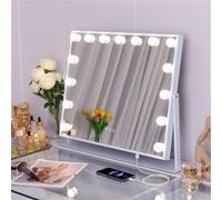 Miroir de Maquillage FENCHILIN Hollywood AVEC LUMIÈRES - ROTATION À 360° BLANC Blanc G