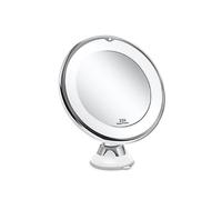 Miroir de maquillage grossissant 10X avec LED, pivotant à 360°, ventouse intégrée pour rasage et maquillage, lumineux et portable