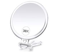 Miroir de maquillage grossissant portable - avec poignée, miroir double face - idéal pour le maquillage et les voyages.