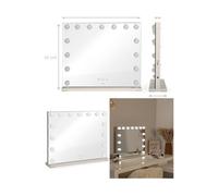 Miroir de maquillage - Hollywood - 56 x 44 cm - Éclairage LED - 15 ampoules - 3 modes lumineux